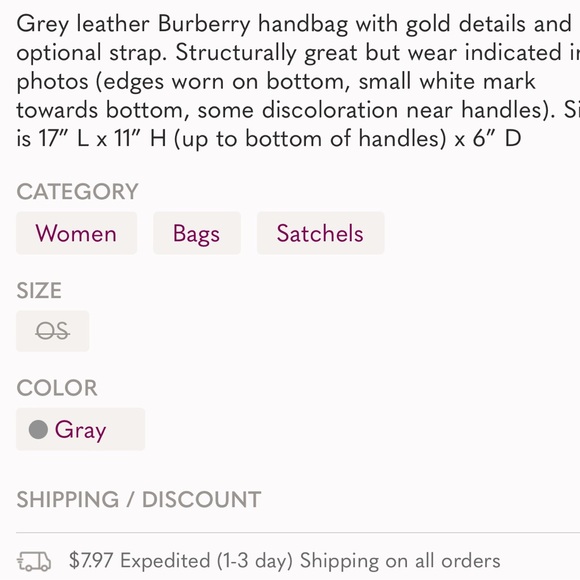 Reposhing Burberry 100% authentic bag grey handbag long strap euc - Picture 15 of 15